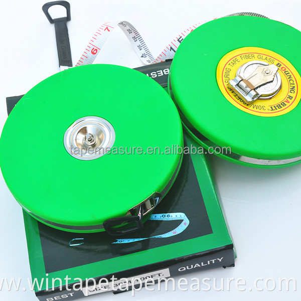 High Accuracy Low MOQ 50m 100m Green Round Retractable Tape Measure Compass